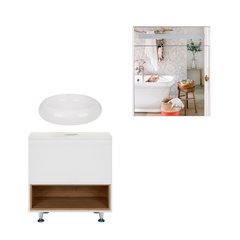Фото Комплект меблів для ванної Qtap Robin тумба + раковина + дзеркальна шафа QT044RO42975