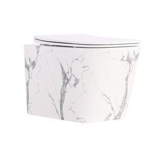 Фото Унитаз подвесной Tern Ultra Quiet 490&times;365&times;325 мм, Marble, с сиденьем Slim Duroplast / Soft-close / Quick Release QT17332303ASMR Qtap