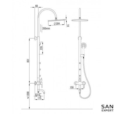 Фото NAHORU система душевая (смеситель для ванны, верхний и ручной душ, 4 режима, шланг 1,5м)