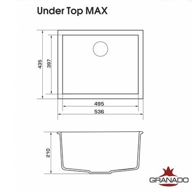 Фото Кухонна мийка гранітна Granado Under top Max Black shine 536x435x210