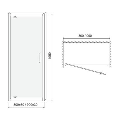 Фото Дверь в нишу Eger 599-150-80(h) распашная, 80x195 см, профиль хром, стекло прозрачное