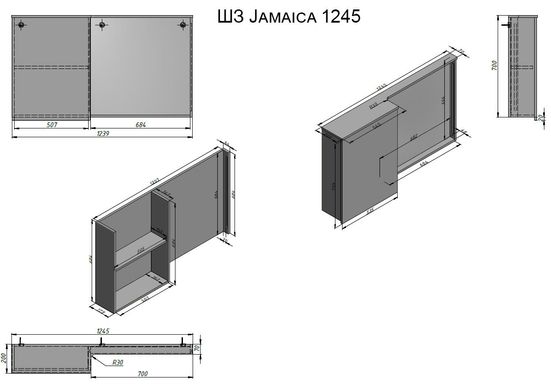 Фото Шафка дзеркальна Fancy Marble Jamaica 1245R (ШЗ Jamaica R), з підсвічуванням, біла