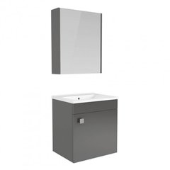 Фото Комплект мебели RJ ATLANT: тумба подвесная + умывальник 50 см + зеркальный шкафчик 50*60см цвет серый (RJ02500GR)