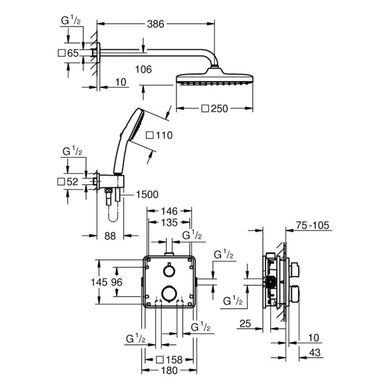 Фото Душевая система скрытого монтажа для душа Grohe QuickFix Precision с Vitalio Comfort 250 (348822430)