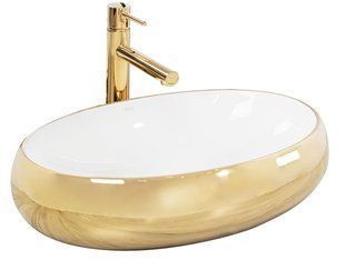 Фото Умывальник накладной REA MELANIA WHITE/GOLD накладной белый/золотой (REA-U1050)