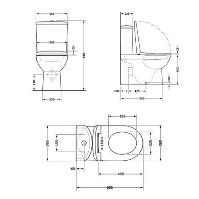 Фото Унитаз напольный Qtap Dove Rimless безободковый с сиденьем Soft-close WHITE QT06228380BW