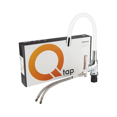 Фото Смеситель для кухни Qtap Linea с гибким изливом QTLINCRW007F Chrome/White