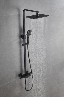 Фото Чорна душова система з термостатом зовнішнього монтажу Nett STB-32