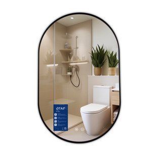 Фото Зеркало Qtap Scorpio (SC1) с LED-подсветкой Touch, с антизапотеванием, с диммером, рег. темп. цвета (3000-6500K) Black QTSC500800