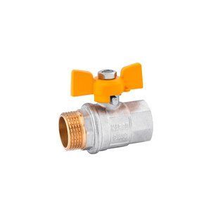 Кран кульовий для газу Karro "Standart" 1/2" ВЗ PN30 жовтий метелик, нікельований (CV009573)