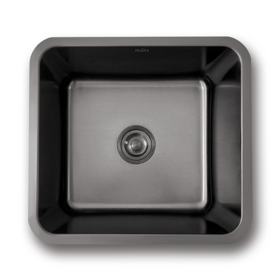 Фото Чорна мийка для кухні з нержавіючої сталі 45 см в стільницю Nett NB-4643