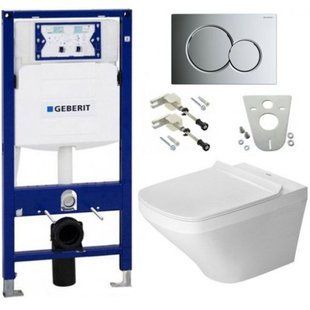 Фото Інсталяція Geberit Sigma 111.300.00.5 + клавіша Sigma01 + унітаз Duravit Durastyle Rimless 45510900A1