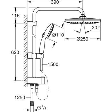 Фото Душевая система без смесителя Grohe QuickFix Vitalio Start 250 (266802431)