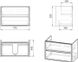 Комплект меблів Volle TEO 80 см дуб крафт: тумба підвісна, 2 ящики + умивальник накладний арт 15-88-080 (15-88-81Dr) Фото 4 з 5