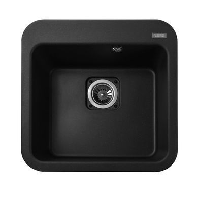 Фото Гранітна мийка Globus Lux BARBORA 510х510мм, чорний металік (А0001)