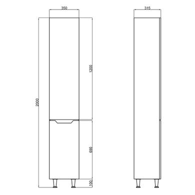 Фото Пенал напольный Qtap Scorpio 350х1900х300 White с корзиной для белья QT1475PN1901KRW