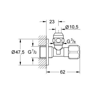 Вентиль угловой Grohe 1/2"x3/8" 2201700M