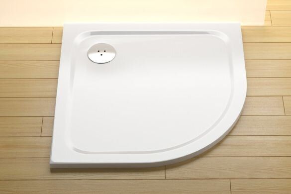 Фото Піддон для душових кабін Ravak GALAXY ELIPSO Pro 80 Chrome, напівкруглий, литий мармур, XA244401010