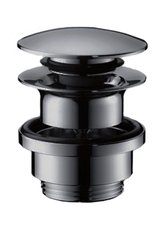 Фото Донный клапан для умывальников с переливом Hansgrohe push-open Brushed Black Chrome (51300340)