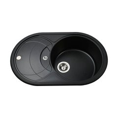 Фото Гранітна мийка Globus Lux LUISE 780х500мм, чорний металік