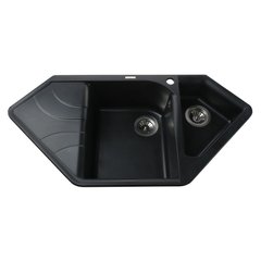 Фото Гранітна мийка Globus Lux GARDA 1000х500мм, чорний