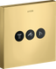 Запорно-переключающий вентиль Hansgrohe ShowerSelect Sguare на 3 функции Polished Gold Optic (36717990) Фото 1 из 3
