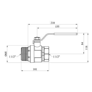 Кран шаровой Kroner 1 1/2" ВН PN40 ручка, никелированный