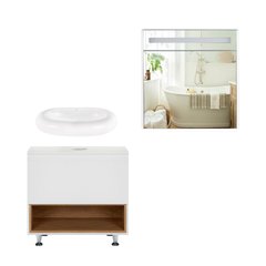 Фото Комплект меблів для ванної Qtap Robin тумба + раковина + дзеркальна шафа QT044RO42976