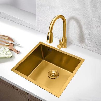 Фото Золота мийка для кухні з нержавіючої сталі 50 см під стільницю Nett NG-5045