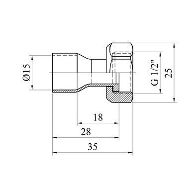 Муфта мідна з накидною гайкою Karro Ду15x1/2" (CV033840)