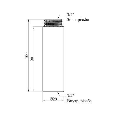 Подовжувач Karro 3/4" ВЗ, L=90 мм хромований KR-3209 (CV028383)