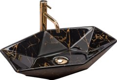 Умывальник накладной REA VEGAS BLACK MARBLE SHINY, черный (REA-U5603)