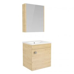 Комплект мебели RJ ATLANT: тумба подвесная + умывальник 50 см + зеркальный шкафчик 50*60см, цвет дуб (RJ02500OK)