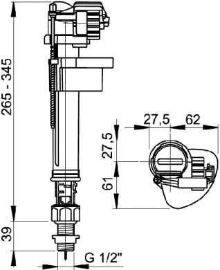 Фото Впускной механизм Alcaplast с нижней подводкой (A17 1/2")