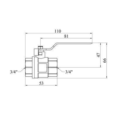 Кран кульовий Karro "Standart" 3/4" ВВ PN30 ручка, нікельований (CV006888)
