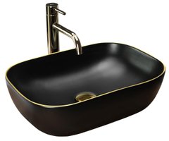 Умывальник накладной REA BELINDA BLACK MATT GOLD EDGE (REA-U9659)