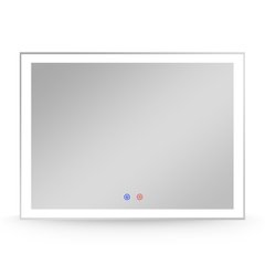 Фото Дзеркало прямокутне Volle 80x60 см, з підсвічуванням, диммером, підігрівом дзеркала (16-13-800)