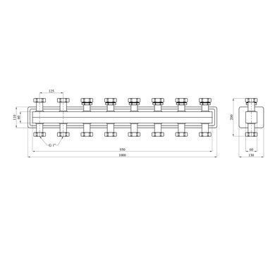 Колектор для котла Karro 1" на 4 контури, чорний KR-22003 (CV028305)
