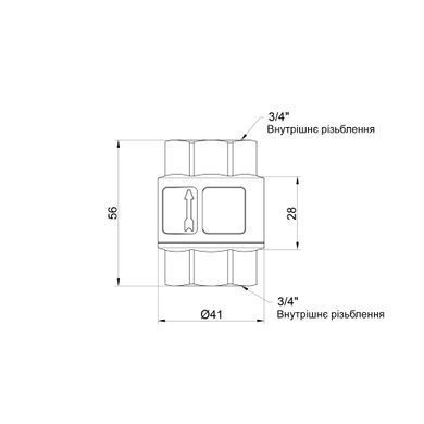 Обратный клапан Thermo Alliance Standart с латунным штоком 3/4"ВВ усиленный (TAS246W20)