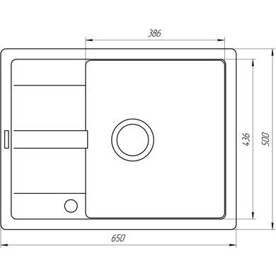 Фото Гранітна мийка Globus Lux ONE 650х500мм, чорний металік