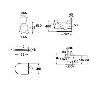Фото Унітаз підвісний безобідковий Roca AIROS Round Rimless Soft-Close із сидінням (A34HC10000)