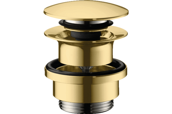Фото Донний клапан для умивальників з переливом Hansgrohe push-open Polished Gold Optic (50100990)