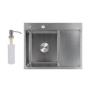 Мойка для кухни интегрированная Lidz Handmade H6350R крыло справа (LDH6350BRUR45587) Brushed Steel 3,0/1,0 мм