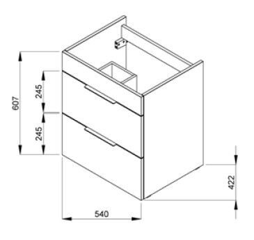 Фото Тумба с умывальником Jika Cube 550x430 мм, два выдвижных ящика, цвет - белый