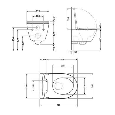 Фото Унітаз підвісний Qtap Robin Ultra Quiet 520&times;365&times;340 мм, Marble, з сидінням Slim Duroplast / Soft-close / Quick Release QTROB26MR48998