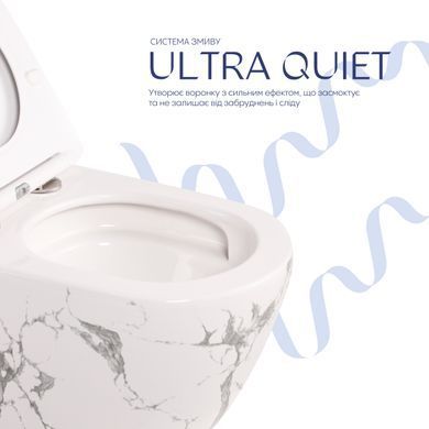 Фото Унітаз підвісний Qtap Robin Ultra Quiet 520&times;365&times;340 мм, Marble, з сидінням Slim Duroplast / Soft-close / Quick Release QTROB26MR48998
