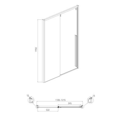 Фото Душевая дверь в нишу Volle Aiva, 120*195см, раздвижная, прозрачное стекло, хром (10-22-686)