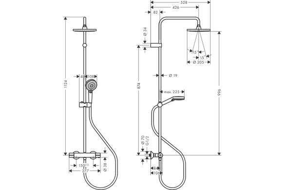 Фото Душевая система Hansgrohe Vernis Blend Showerpipe 200 1jet с термостатом Matt Black (26276670)