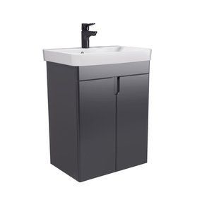Фото Тумба Мойдодыр Simple Graphite 55-U графитовая универсальная с умывальником River 55 (00-0009267)