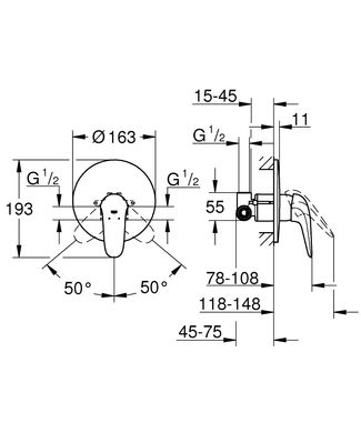 Фото Змішувач прихованого монтажу для 1 споживача Grohe Eurostyle 23725003